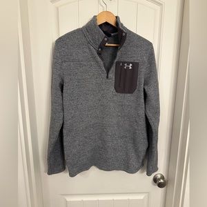 Under Armour cold gear 1/4 button up gray sweater. Size large